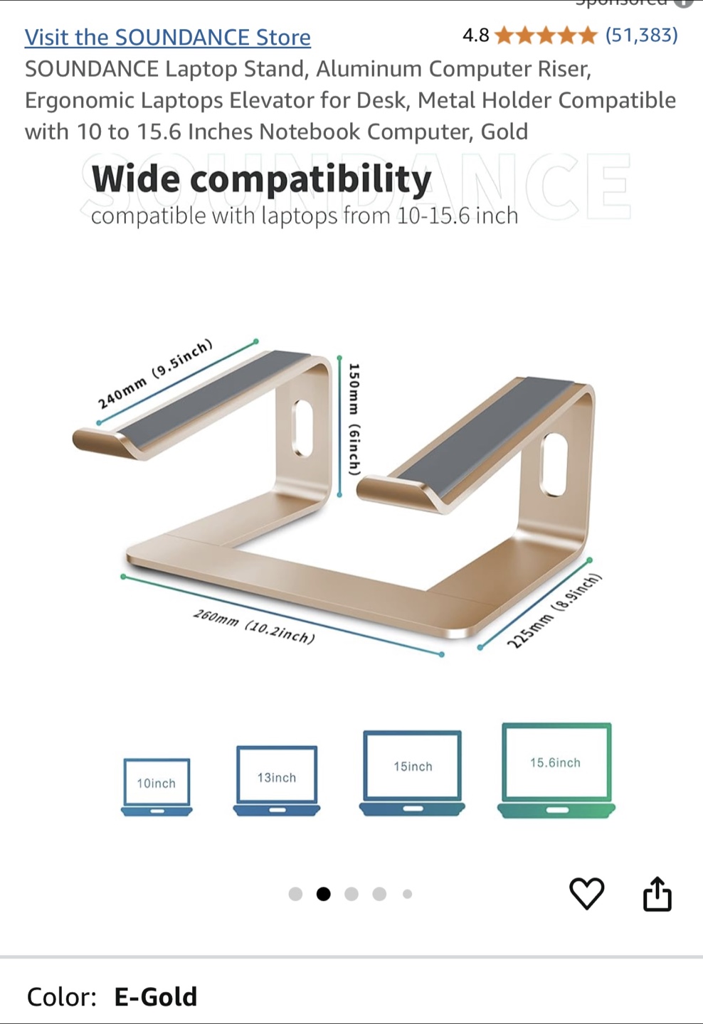SOUNDANCE Laptop Stand - Gold - photo 2