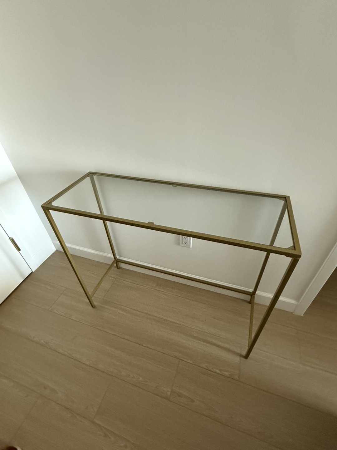 Gold Metal & Glass Console Table - photo 2
