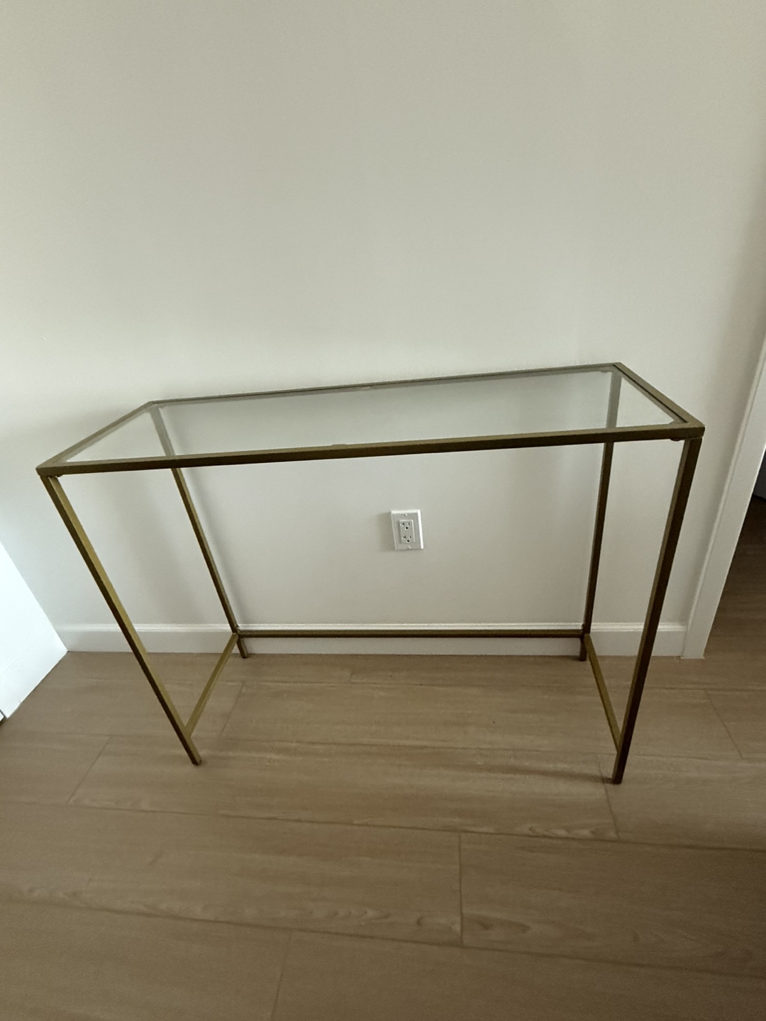 Gold Metal & Glass Console Table