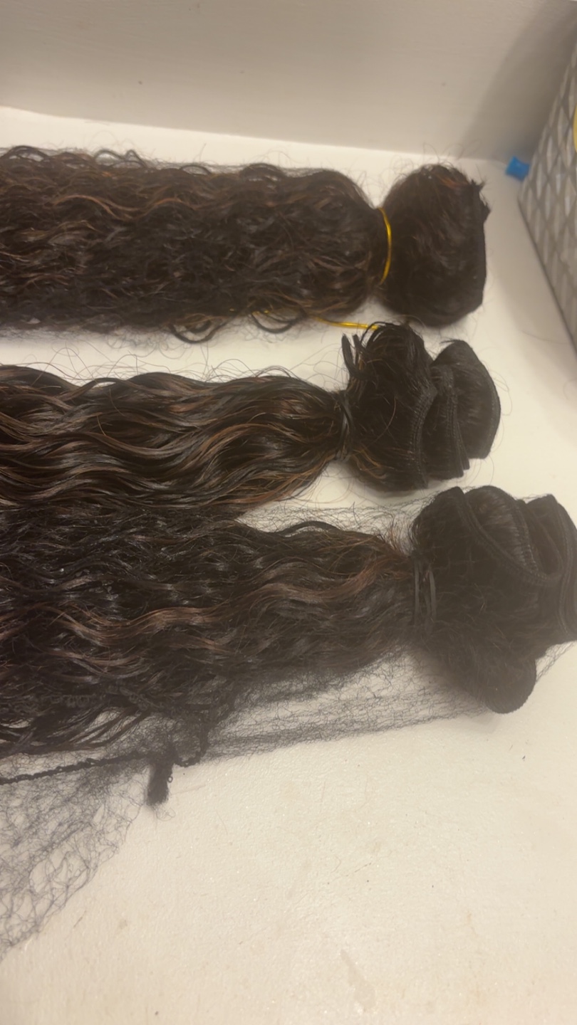 Human Hair WaterWave Bundles w/ Blonde Highlights - photo 4
