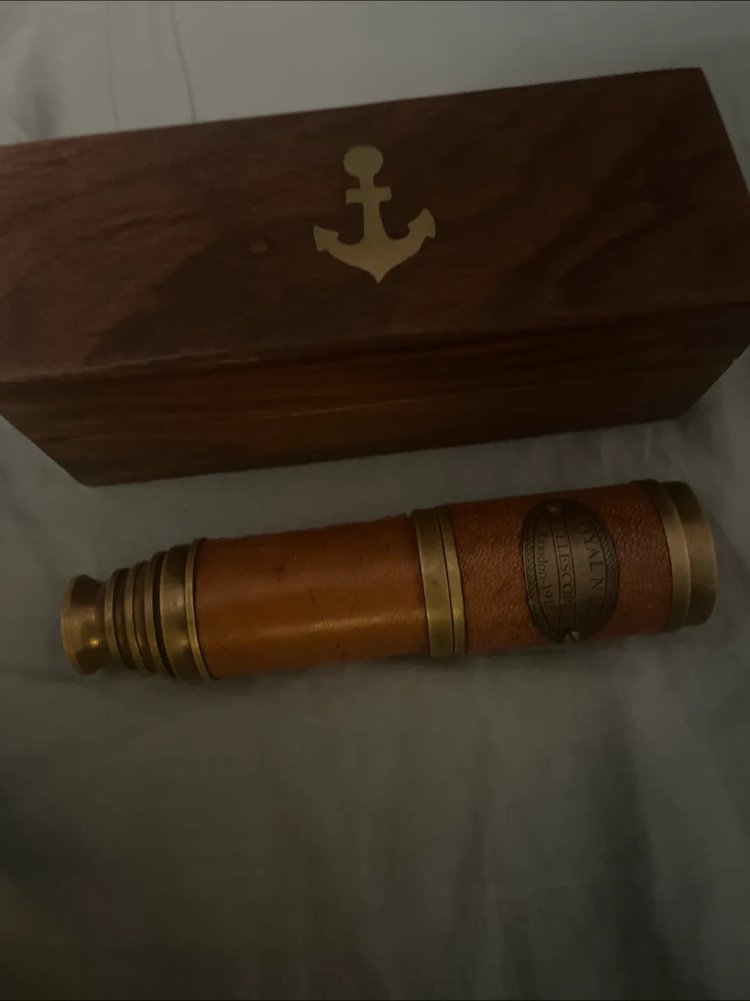 Royal Navy Telescope with Wooden Box thumbnail