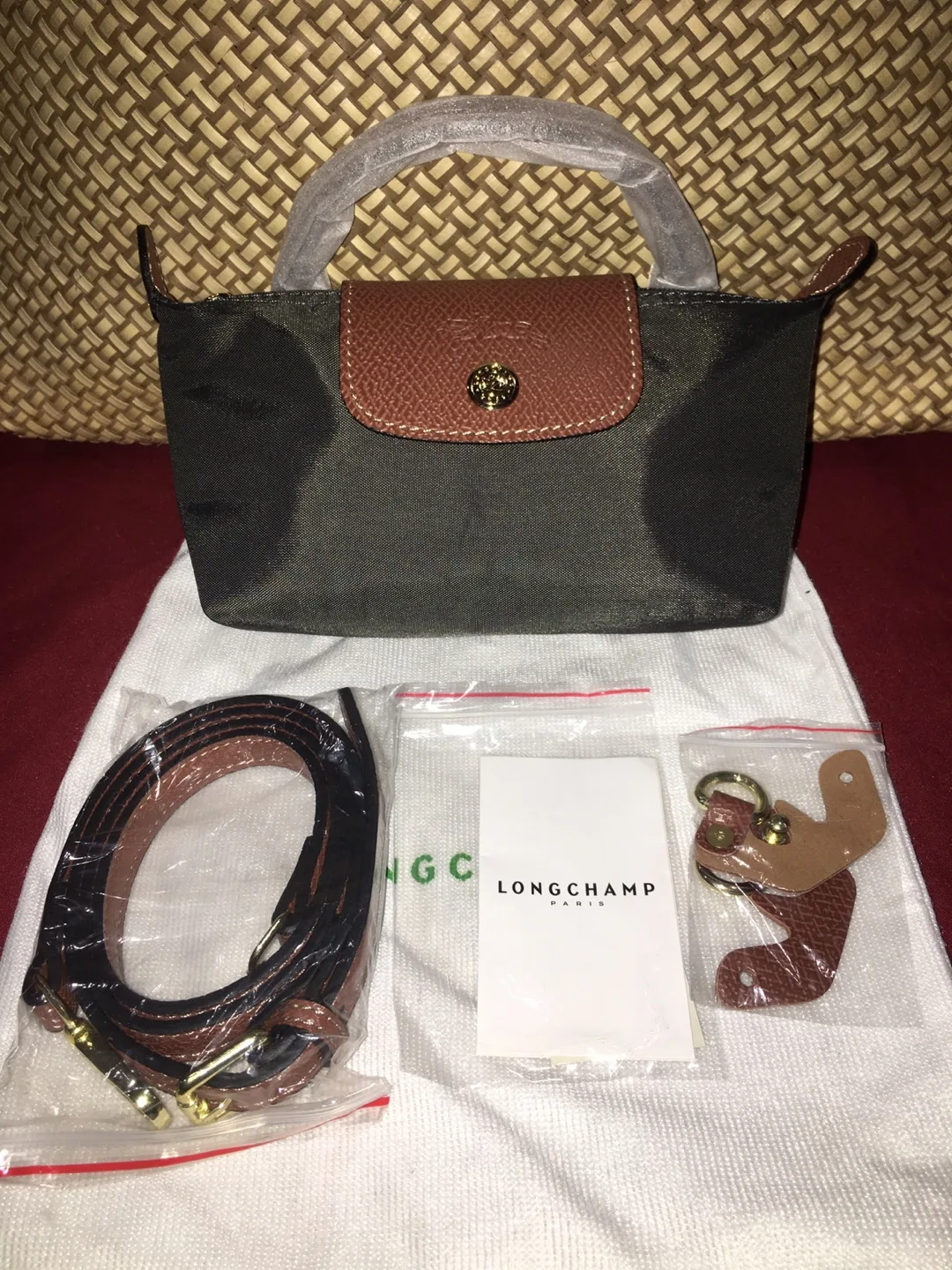 Longchamp Mini Pouch Olive/Brown thumbnail