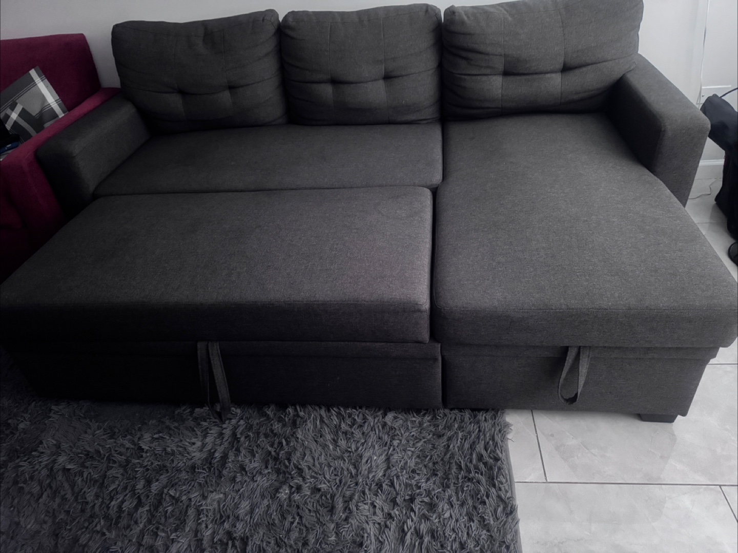 Gray Sectional Sofa bed with Storage - photo 3