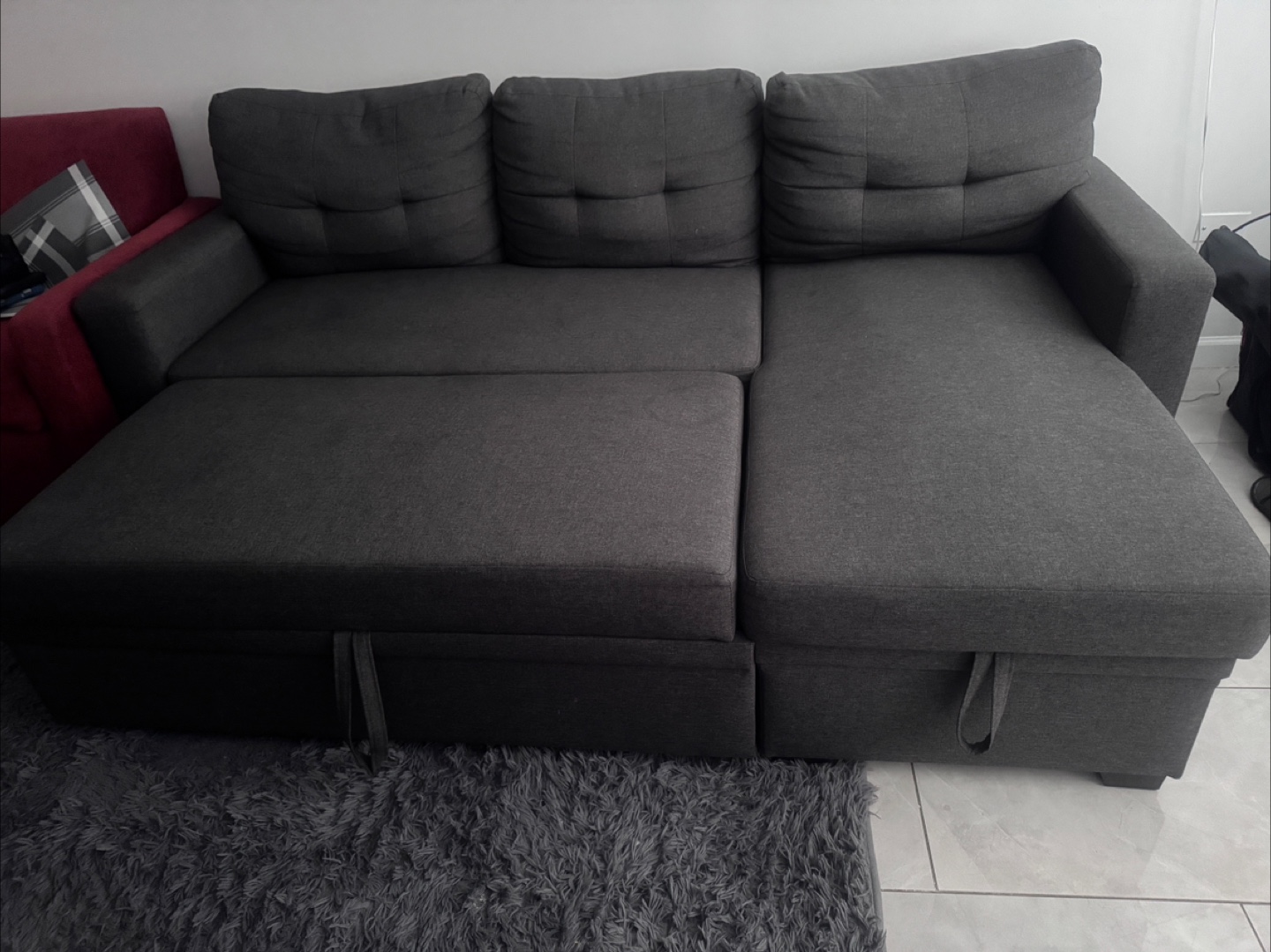 Gray Sectional Sofa bed with Storage - photo 4