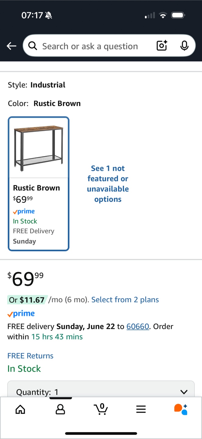 VASAGLE Rustic Brown Console/Entryway Table - photo 2