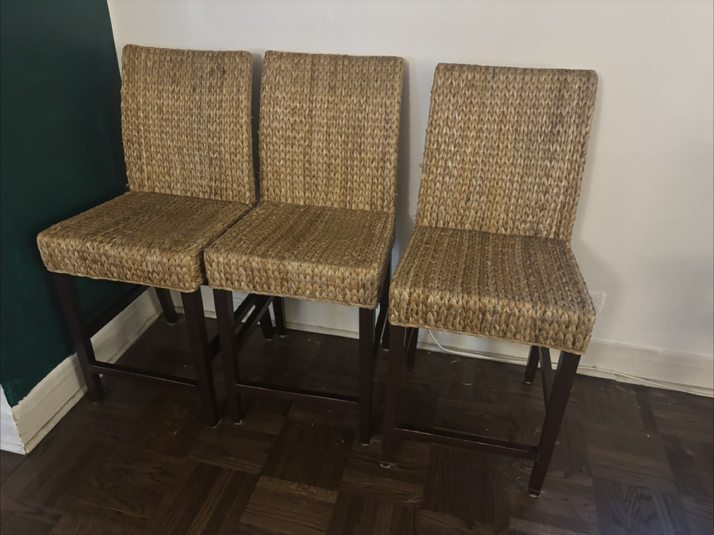 Set of 3 Woven Seagrass Counter Stools - photo 2