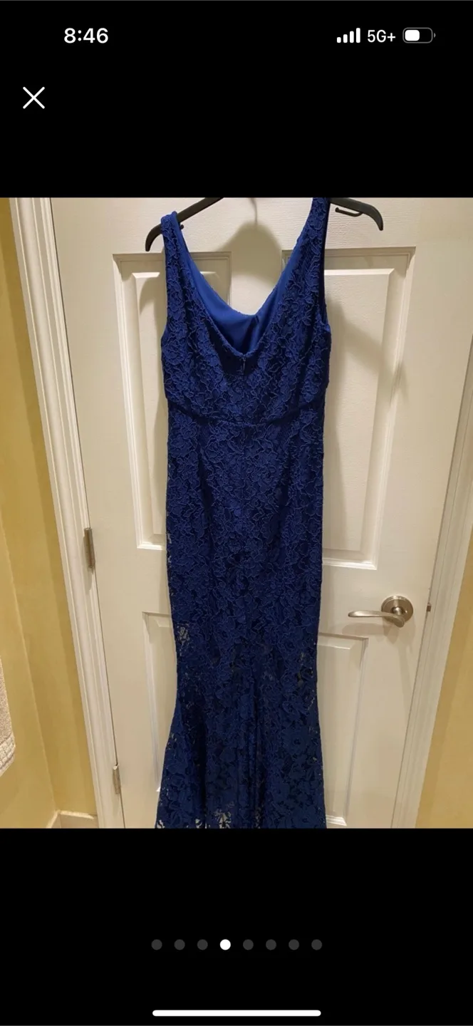 Frank Lyman designer Blue Lace Evening Gown - Size 2 image indicator(4)