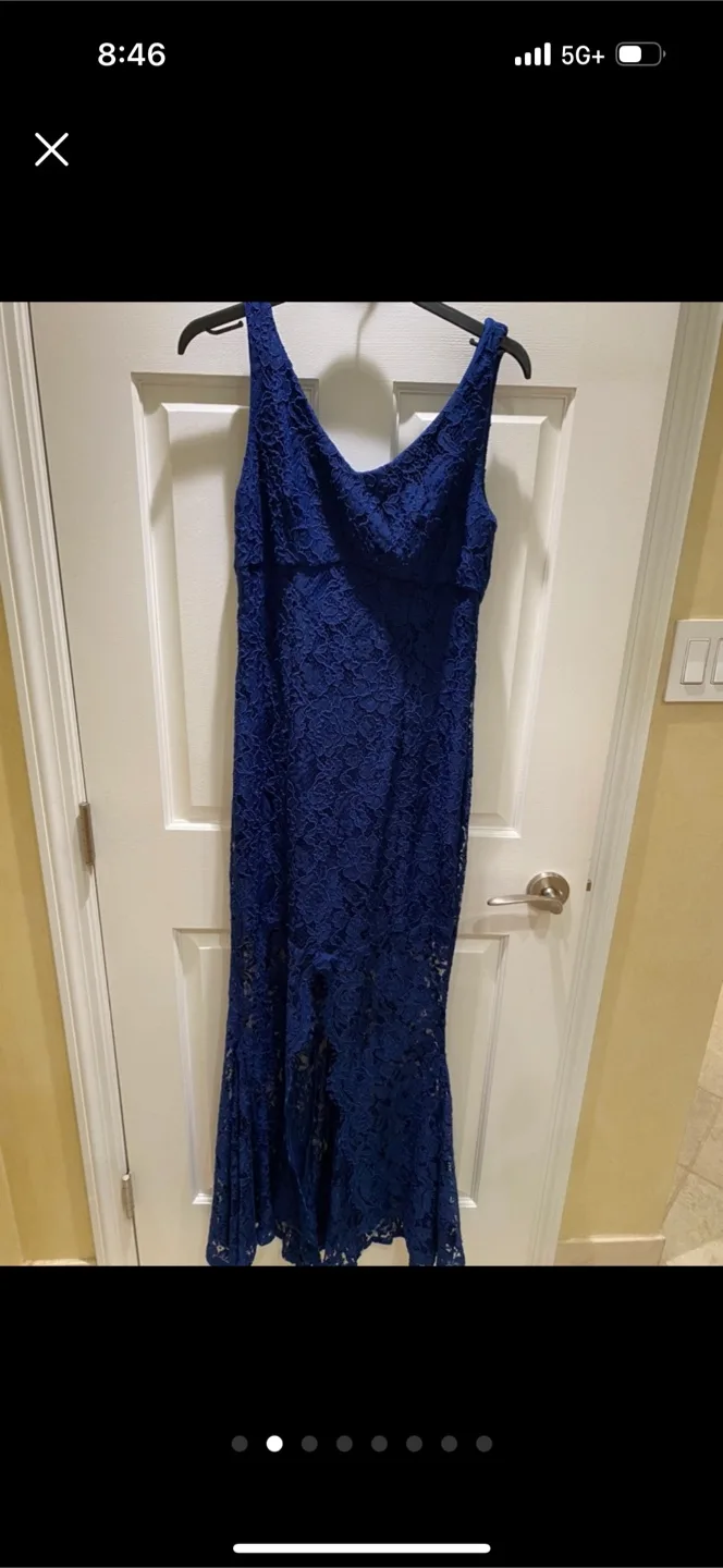 Frank Lyman designer Blue Lace Evening Gown - Size 2 image indicator(2)