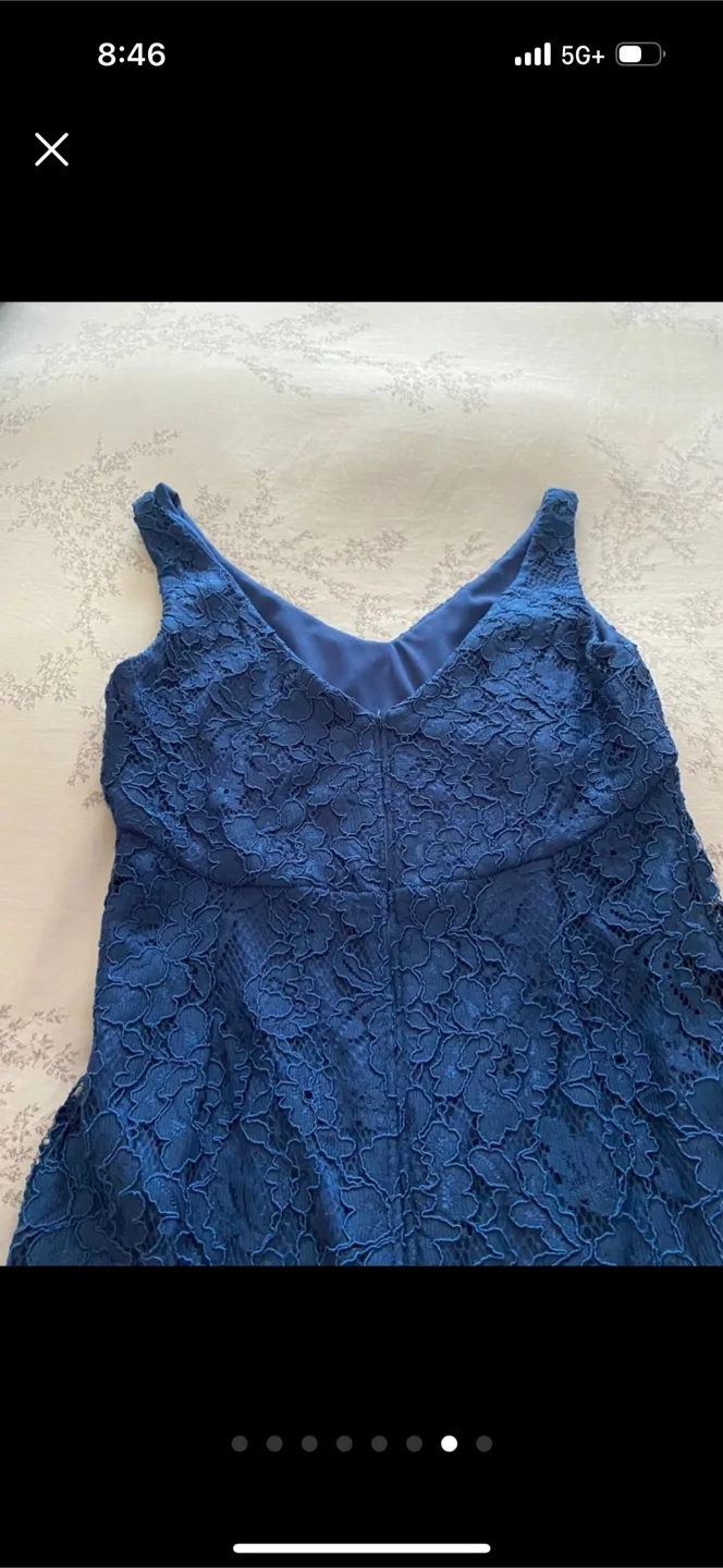 Frank Lyman designer Blue Lace Evening Gown - Size 2 image indicator(7)
