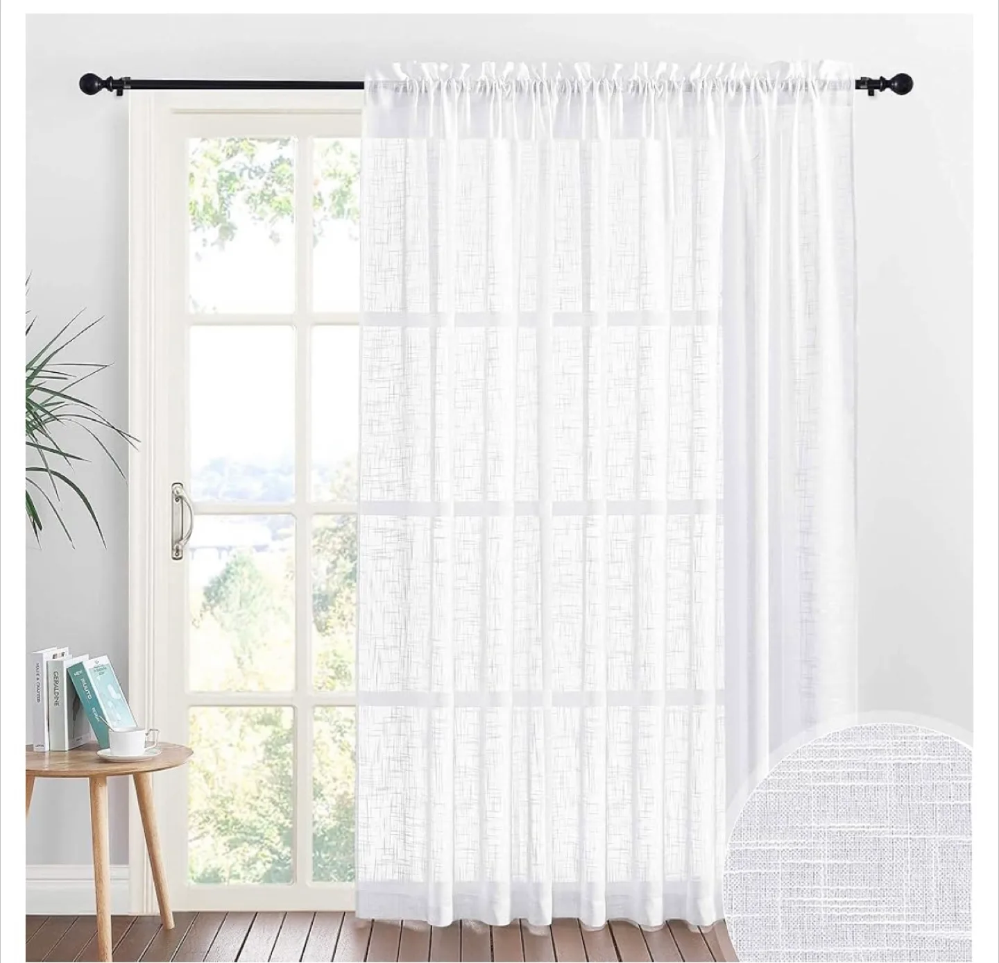 Pair of White Sheer Curtain Panel thumbnail