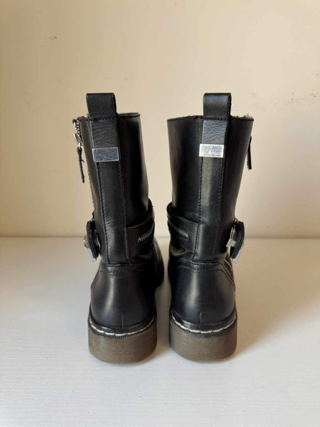 Zara Black Leather Boots with Zipper Detail - photo 5