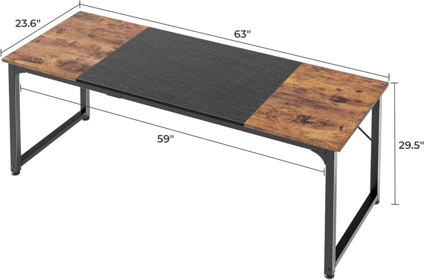 New - Huuger 63 Inch Modern Rustic Brown and Black Gaming Desk - photo 2