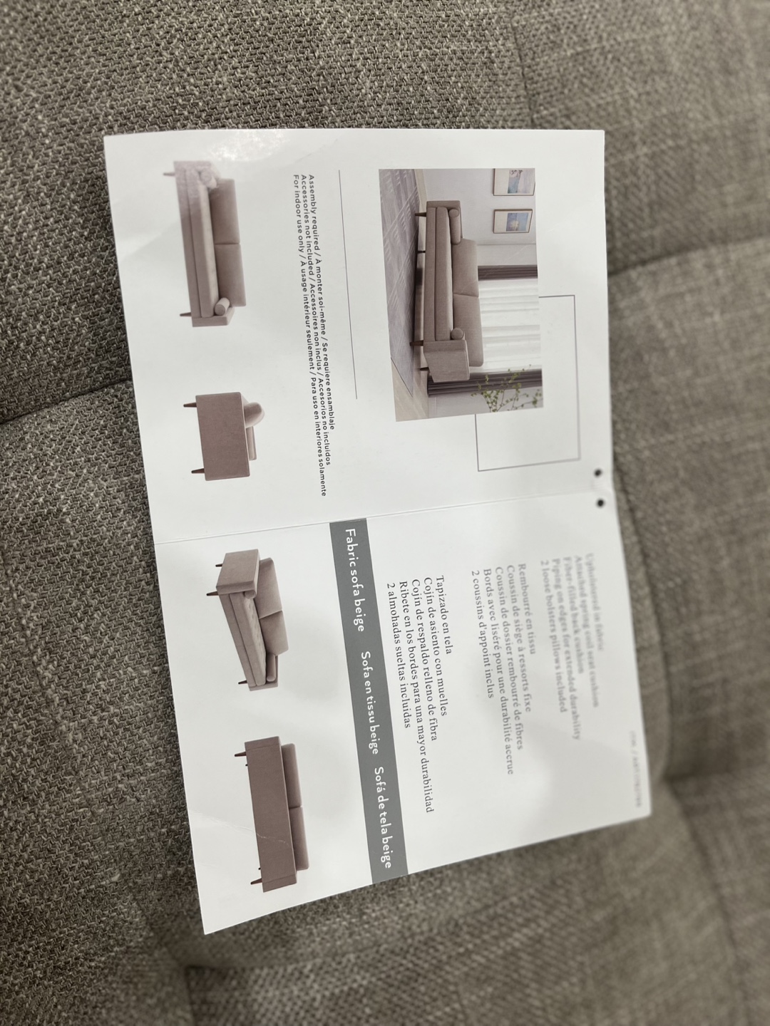 Solid Fabric Sofa Beige - Like New