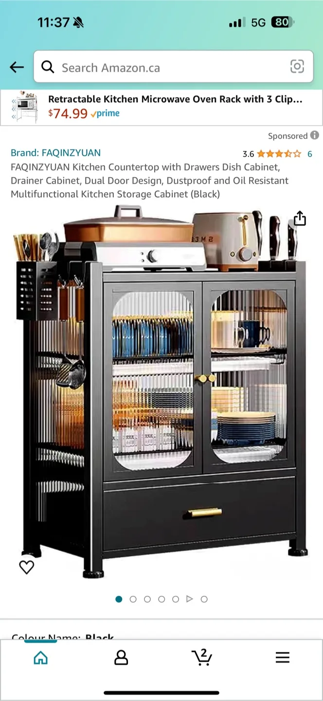 Kitchen Countertop Cabinet - Black image indicator(2)