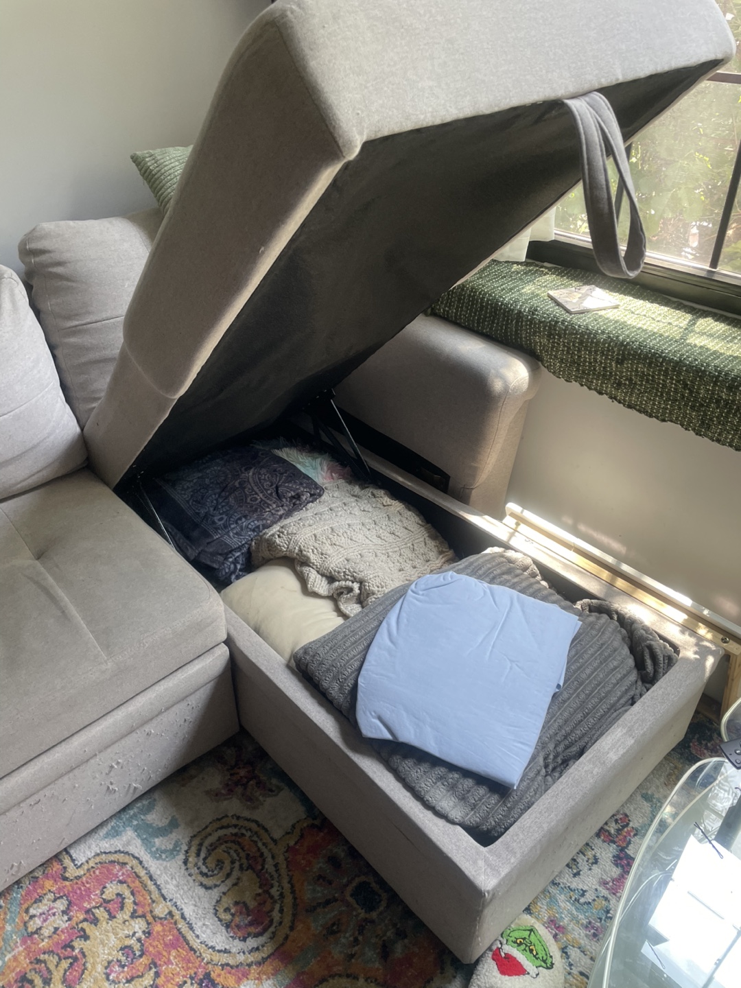 Light Gray Sectional Sofa with Storage - photo 3