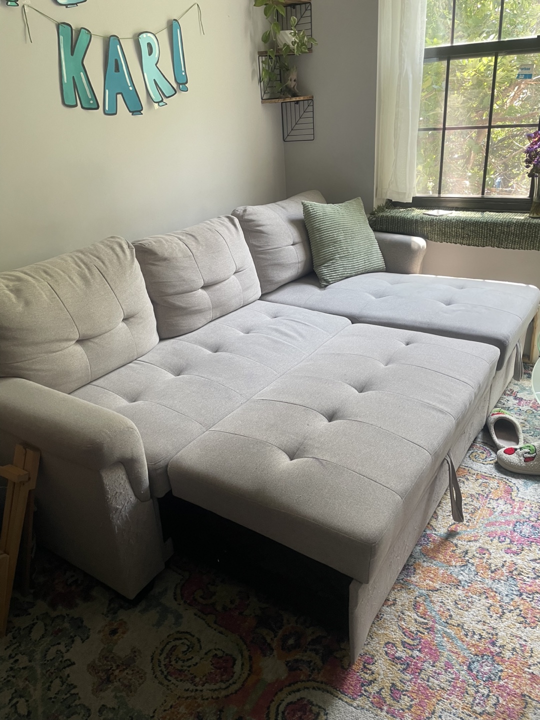 Light Gray Sectional Sofa with Storage