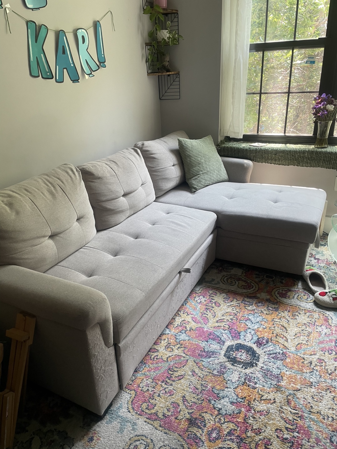 Light Gray Sectional Sofa with Storage - photo 2