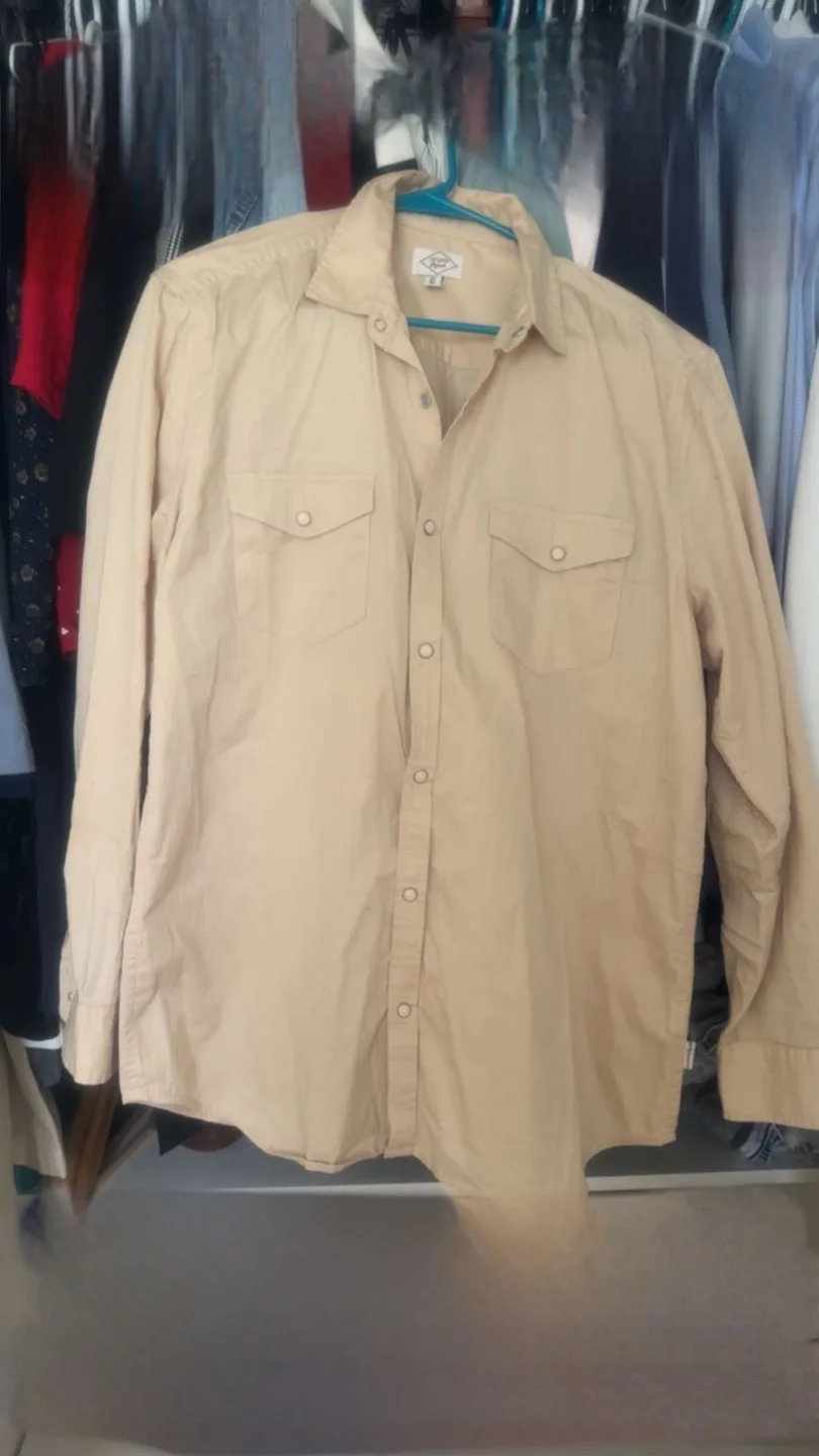 SAXX Beige Button-Down Shirt, Size L thumbnail