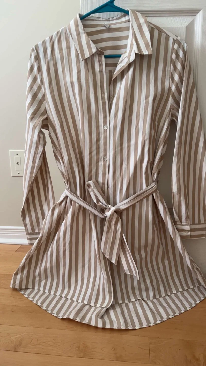 Striped Shirt Dress with Belt thumbnail