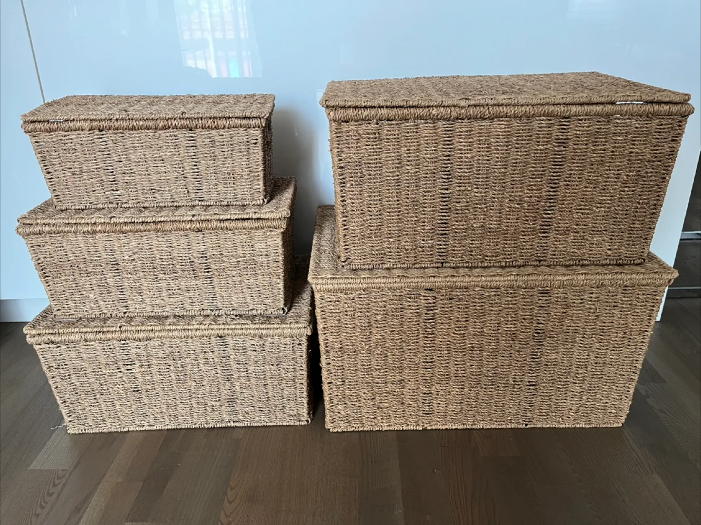 Woven Seagrass Storage Baskets with Lids thumbnail