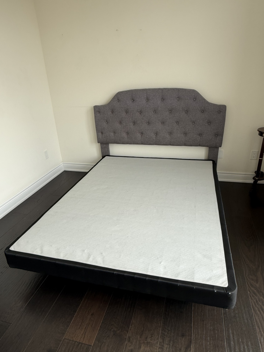 Grey Upholstered Bed Frame with Headboard