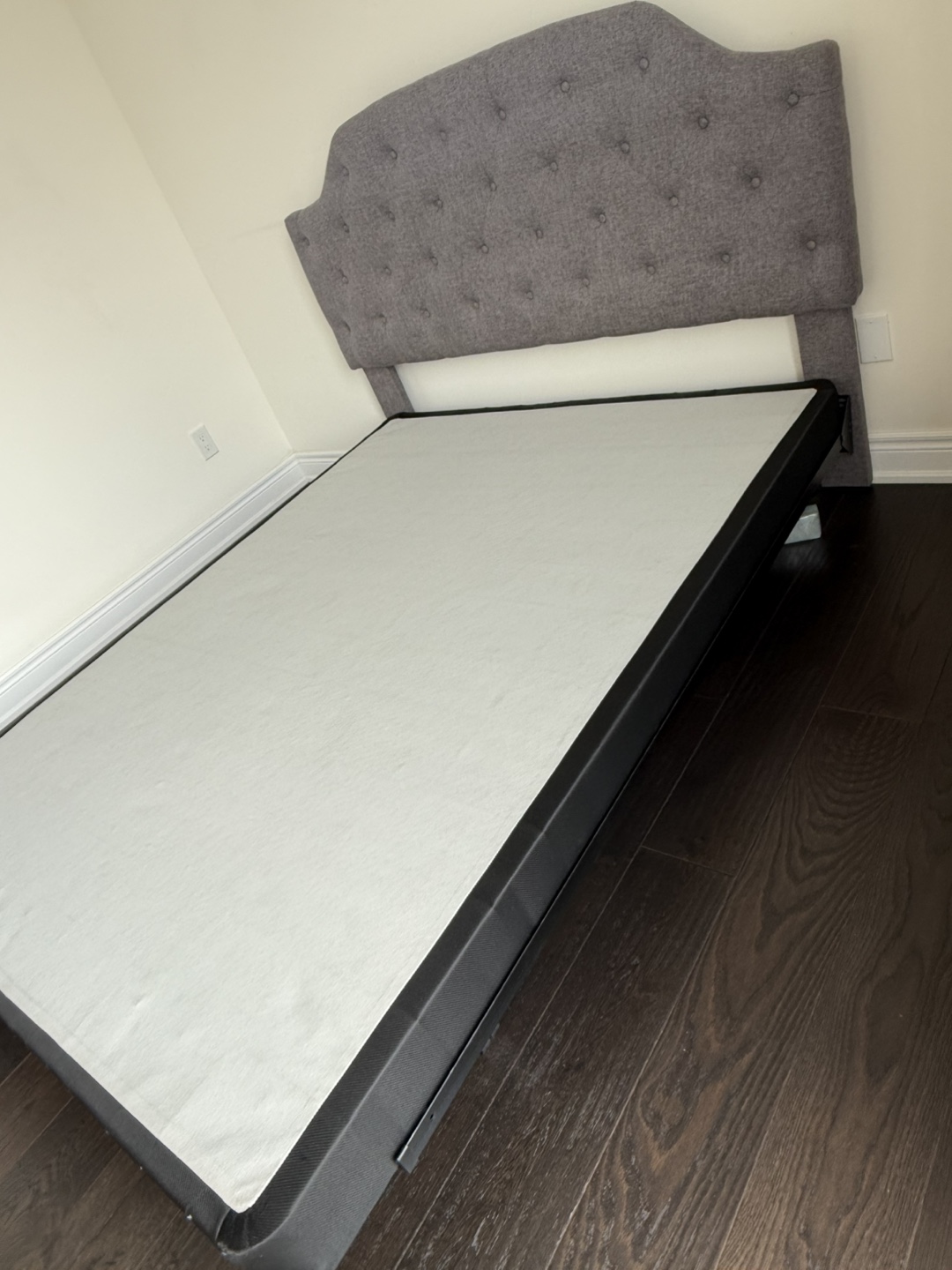 Grey Upholstered Bed Frame with Headboard - photo 2