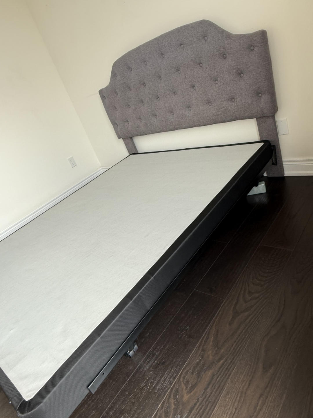 Grey Upholstered Bed Frame with Headboard - photo 3