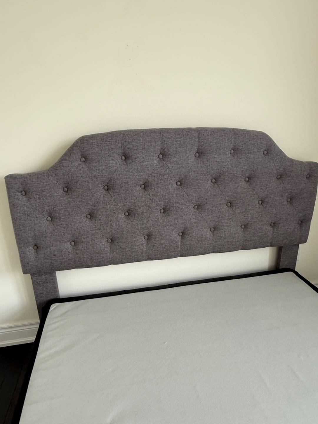 Grey Upholstered Bed Frame with Headboard - photo 4