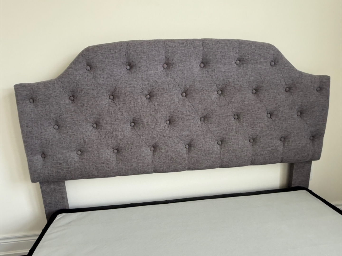 Grey Upholstered Bed Frame with Headboard - photo 5
