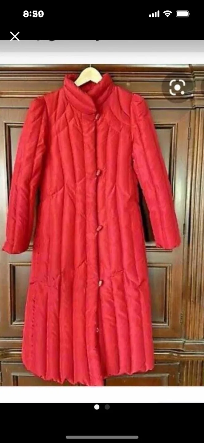 Down filled long coat jacket: $850 retail thumbnail