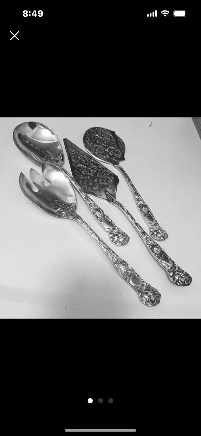 Vintage Silver Plated Serving Utensils Set thumbnail