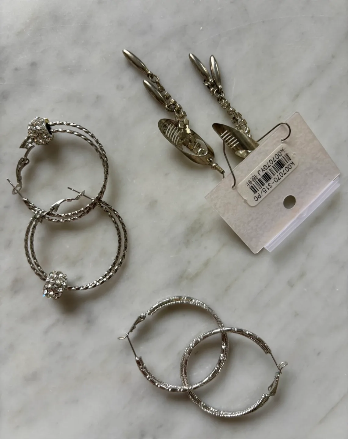 Assorted Silver Hoop/Beaded Drop Earrings $5/2 pairs image indicator(3)