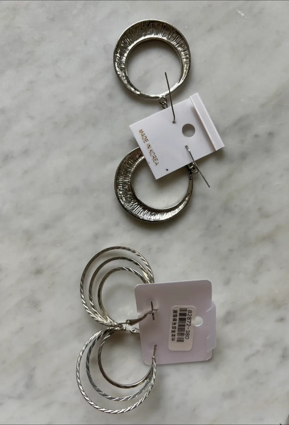 Assorted Silver Hoop/Beaded Drop Earrings $5/2 pairs image indicator(4)