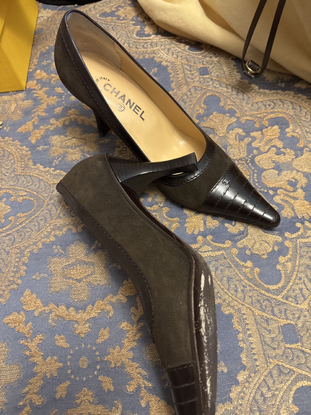 Chanel Brown Suede Heels