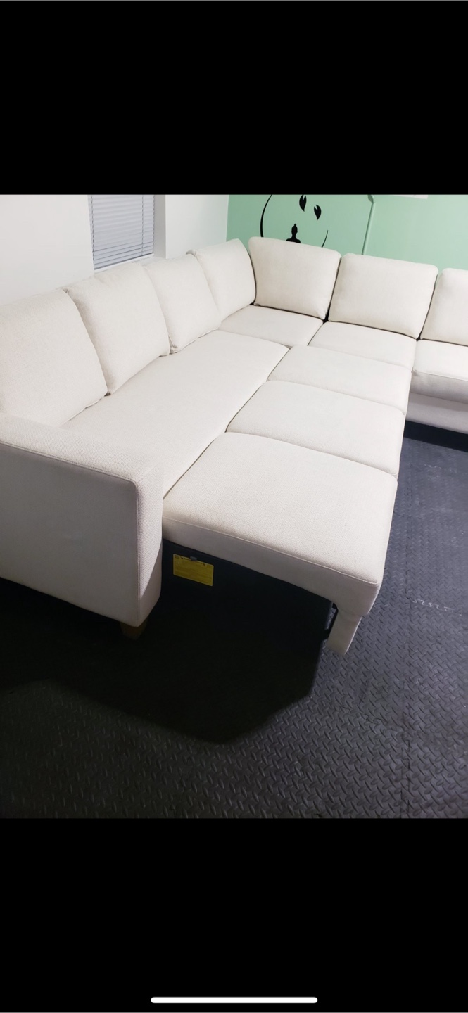 Cream L-Shaped Sectional Sofa / Bed - photo 5