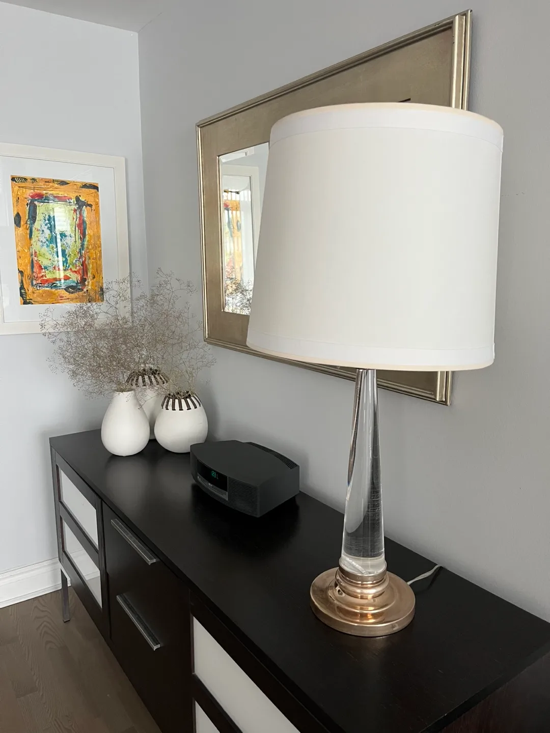 Elegant Acrylic Table Lamp with Gold Base thumbnail