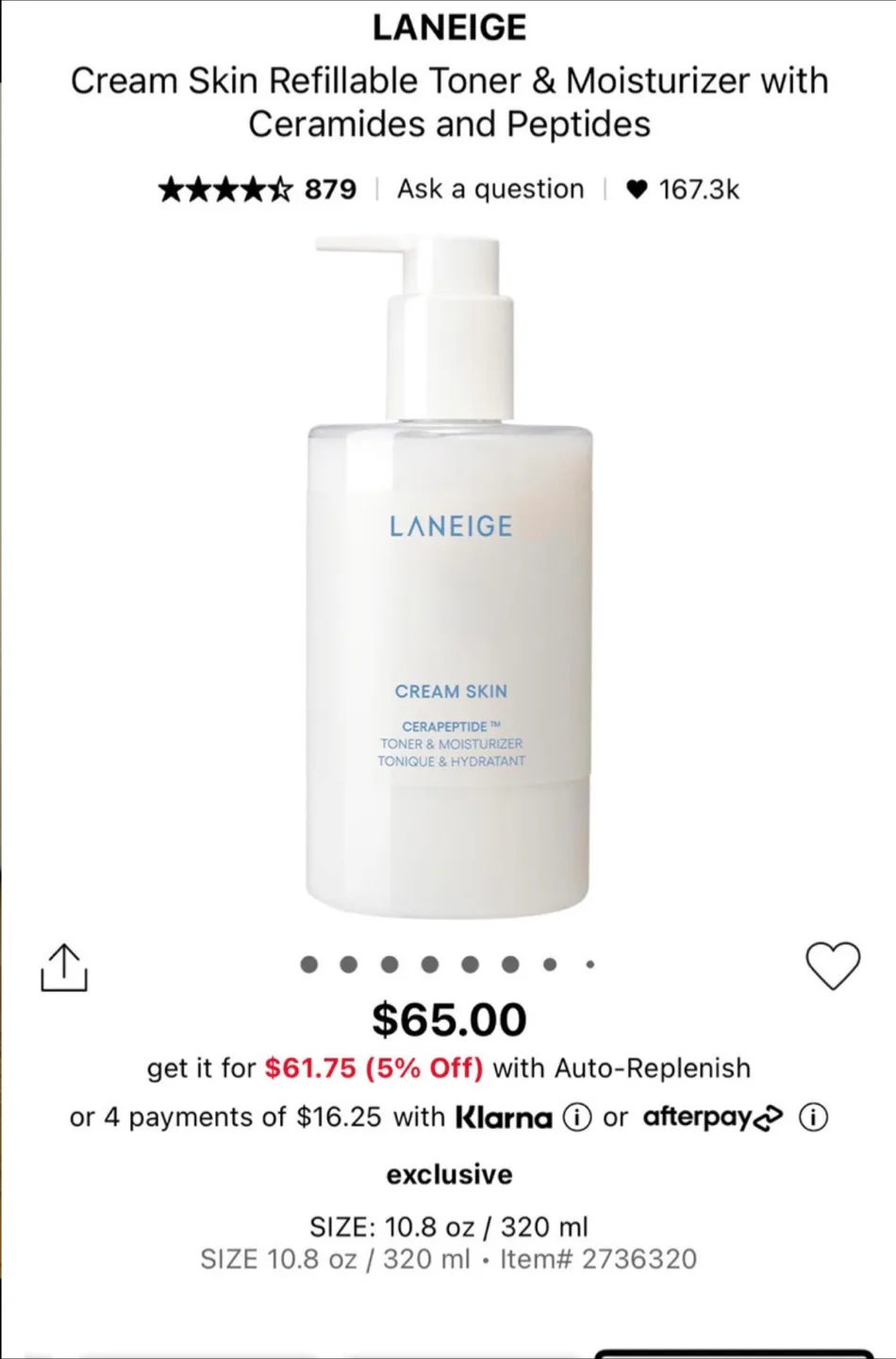 Laneige Cream Skin Refillable Toner & Moisturizer image indicator(2)