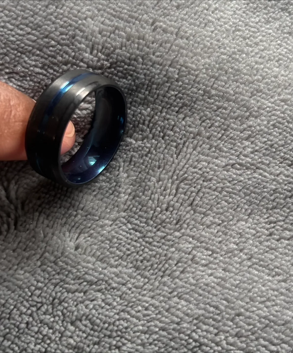 Blue & Black Ring Tungsten carbide ring thumbnail