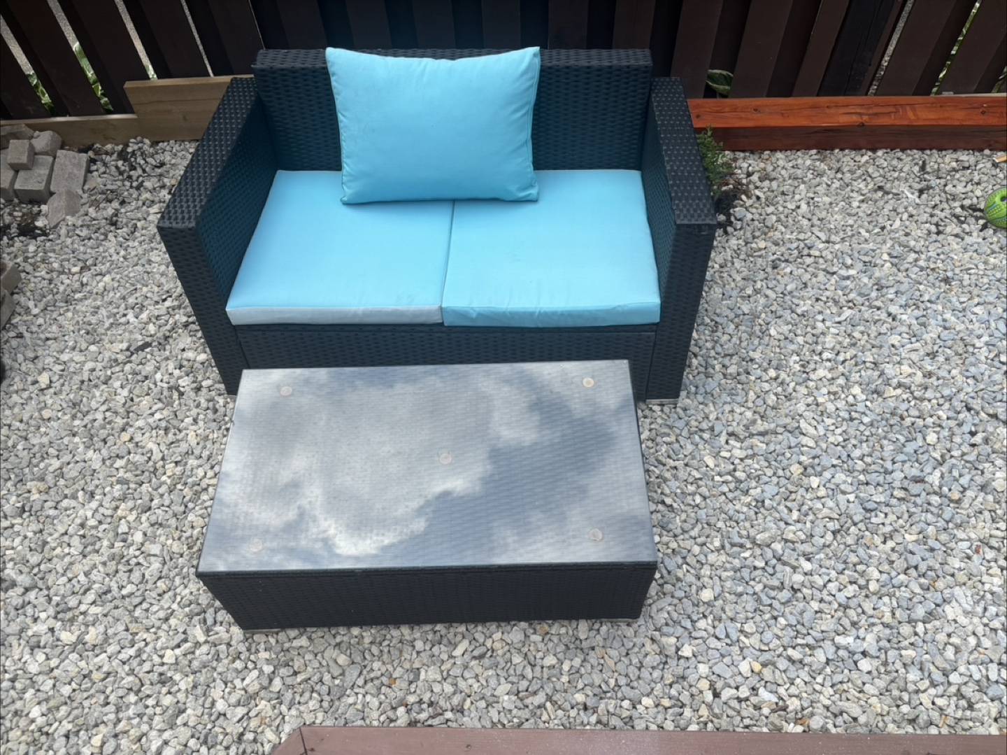 Outdoor Wicker Patio Set - Chair, Cushions & Table - photo 2