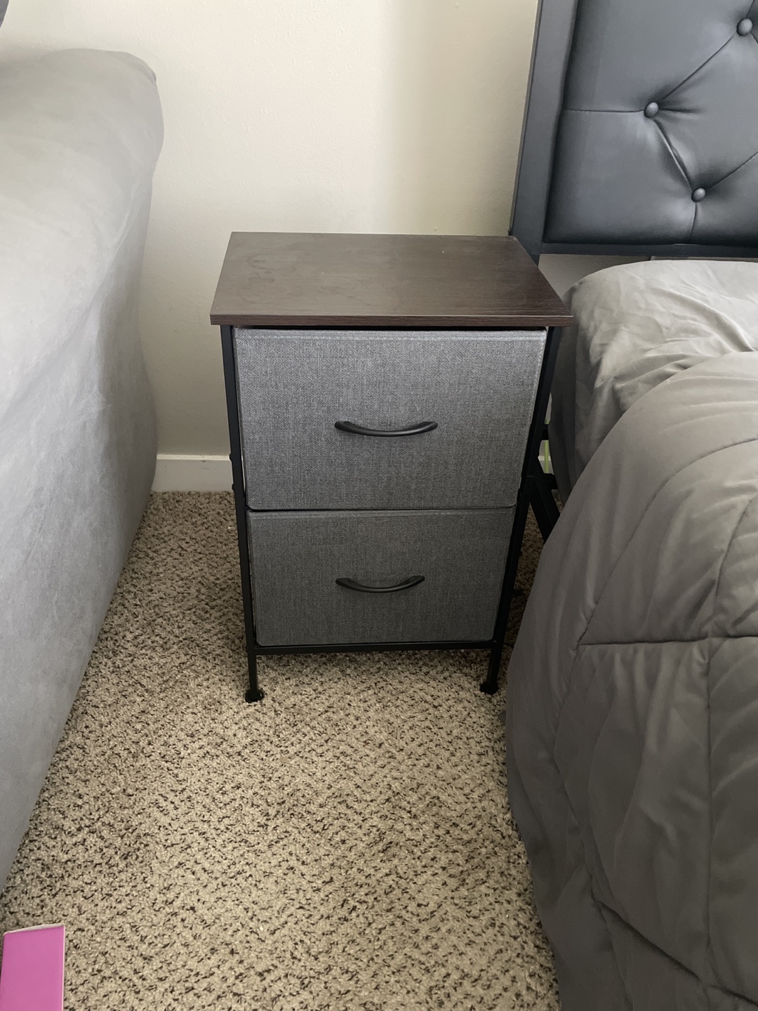 Gray 2-Drawer Nightstand