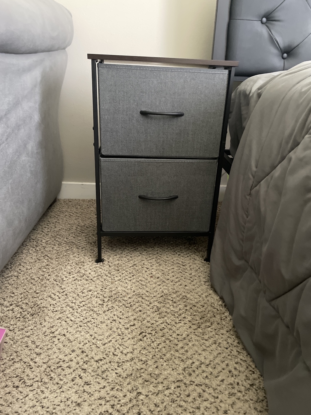 Gray 2-Drawer Nightstand - photo 3