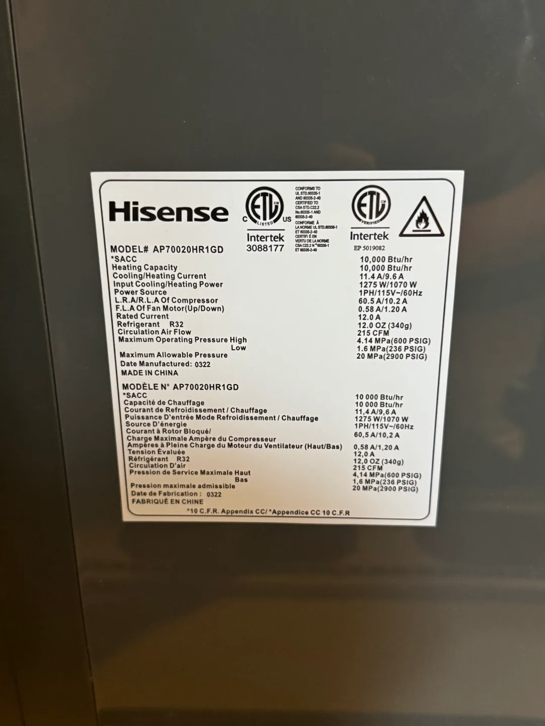 ✨MOVING SALE✨Hisense Portable Air Conditioner 10,000 BTU image indicator(5)
