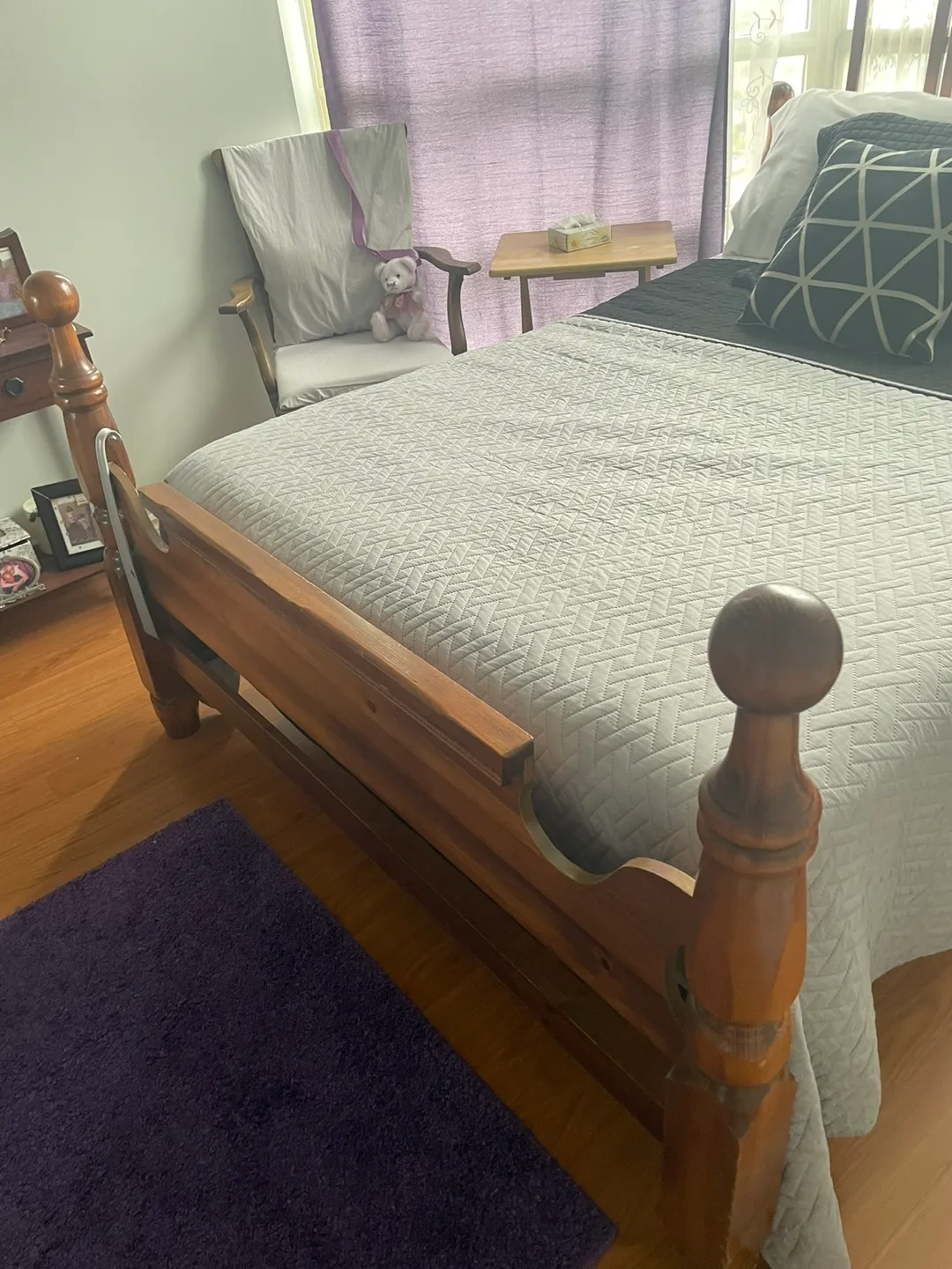 Wooden Armoire & Bed Frame Set thumbnail