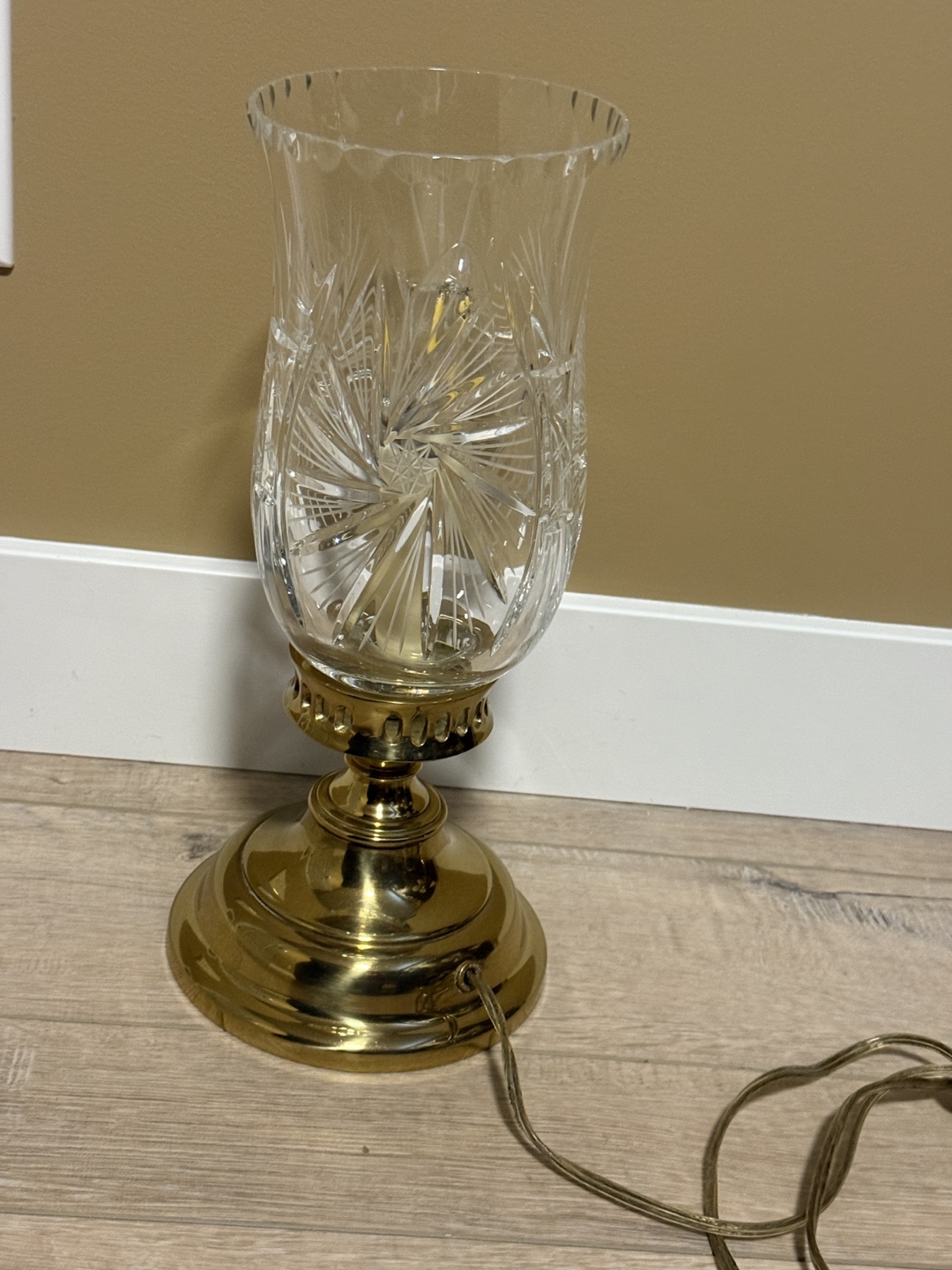 Vintage Crystal and Brass Table Lamp