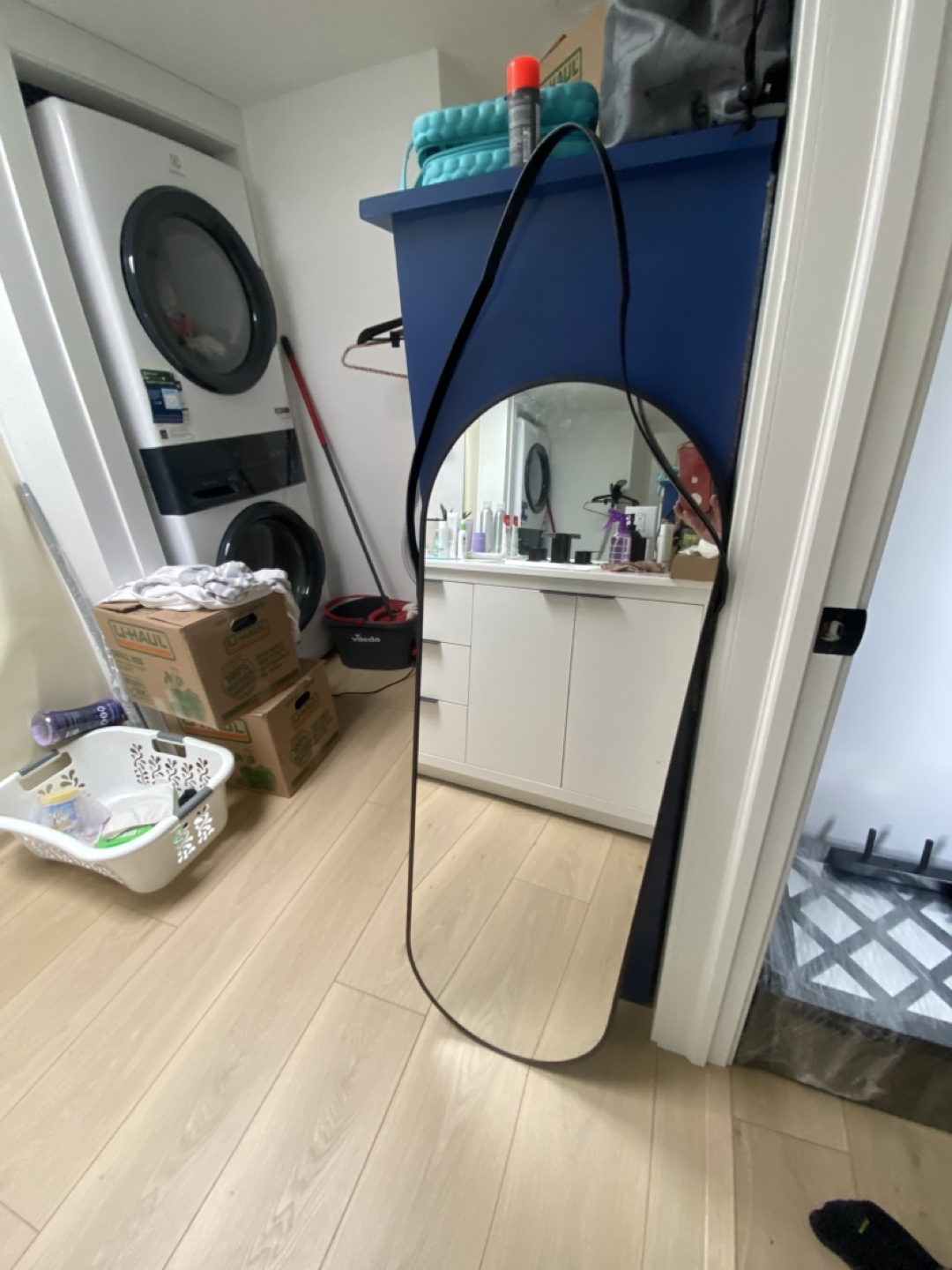 Oval Hanging Mirror, Black Frame