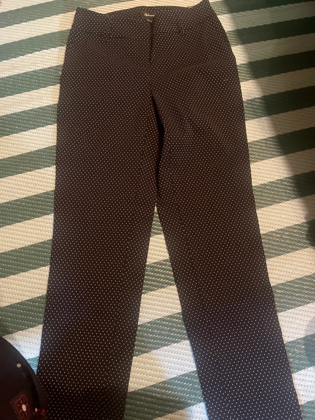 Reitmans Black Polka Dot Pants - Size 4 Petite thumbnail
