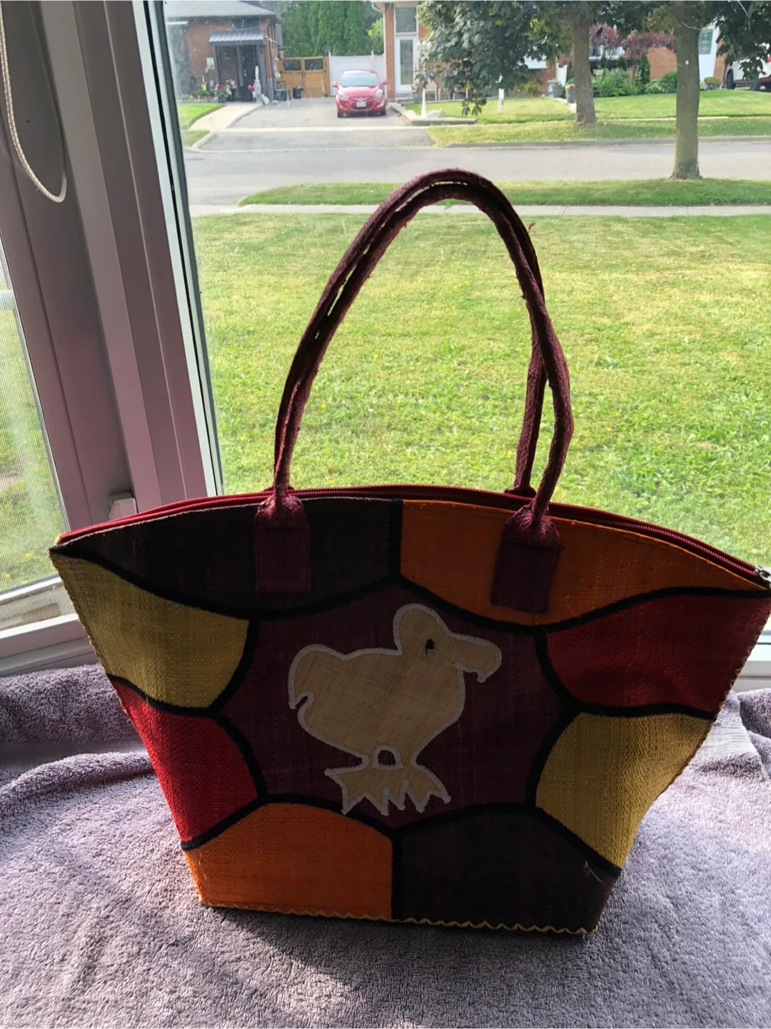 Colourful Woven Tote Bag Dodo Bird Motif thumbnail