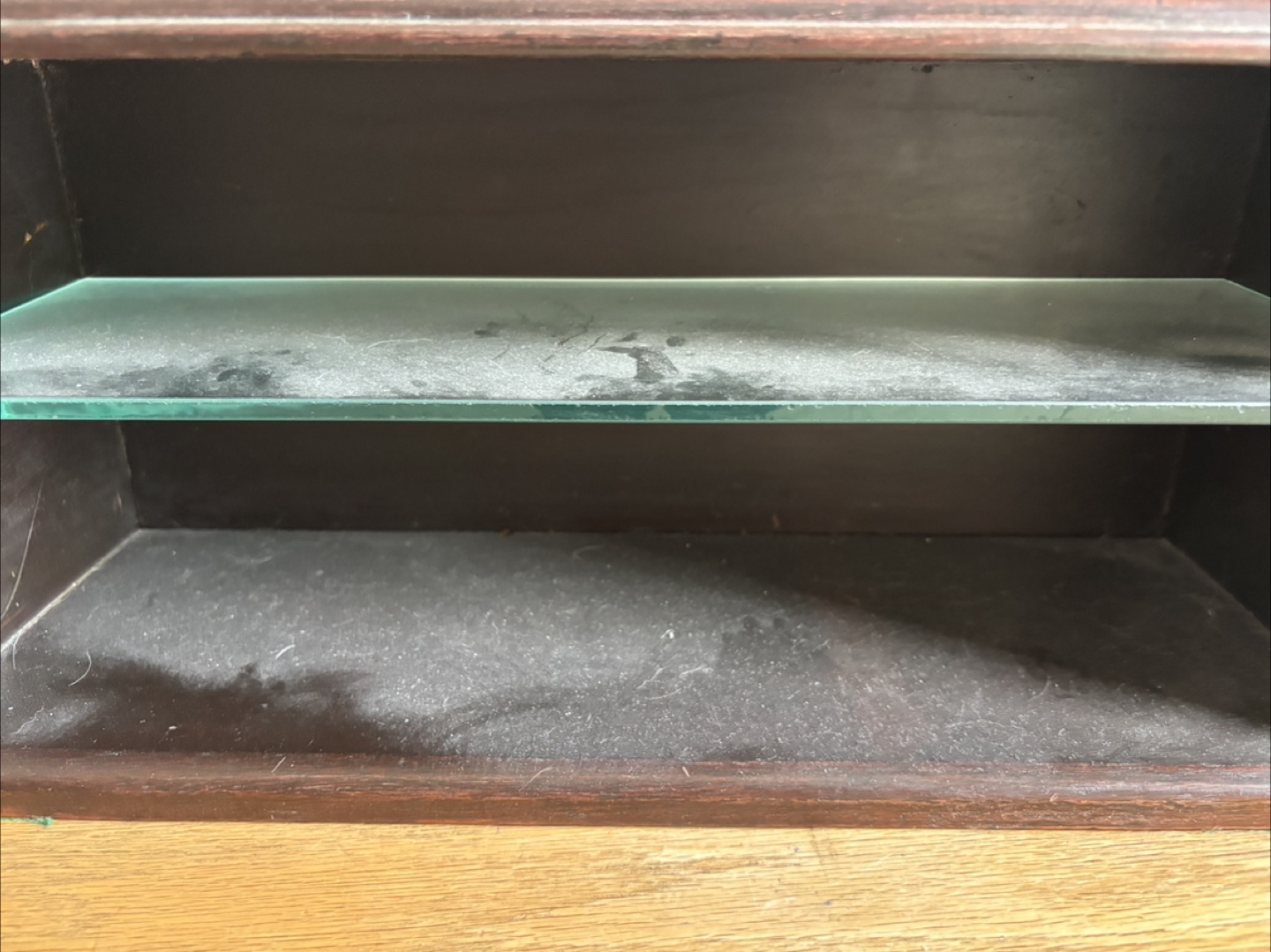 Dark Brown Wood Shelf with Glass Insert - photo 2