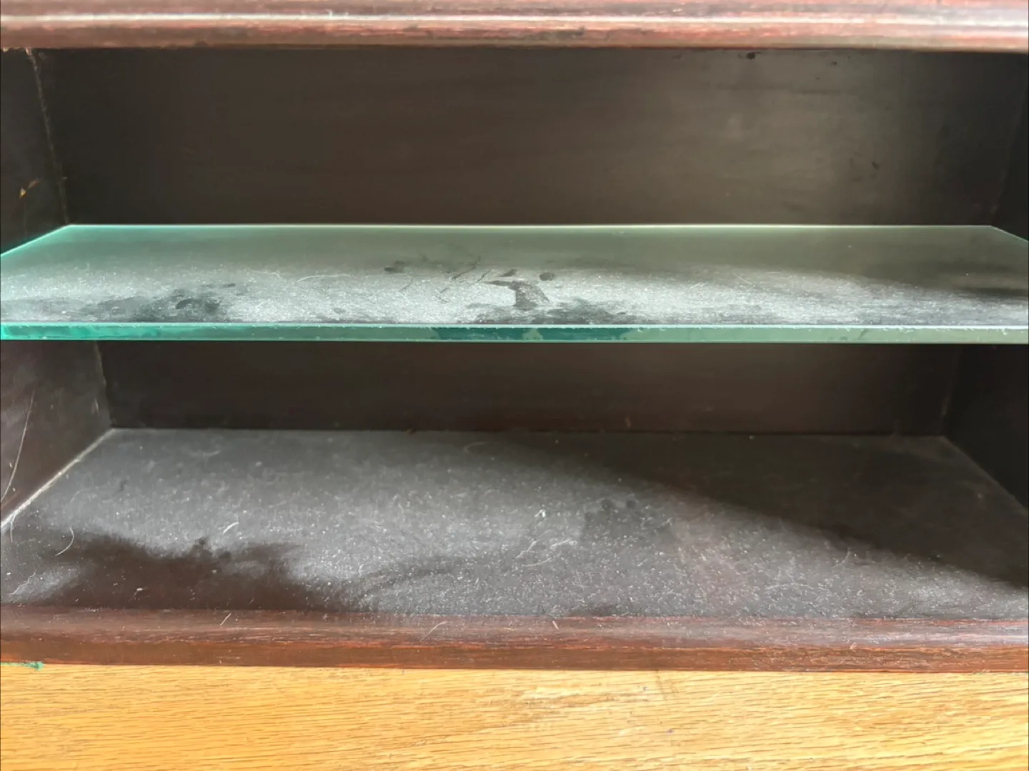 Dark Brown Wood Shelf with Glass Insert image indicator(2)