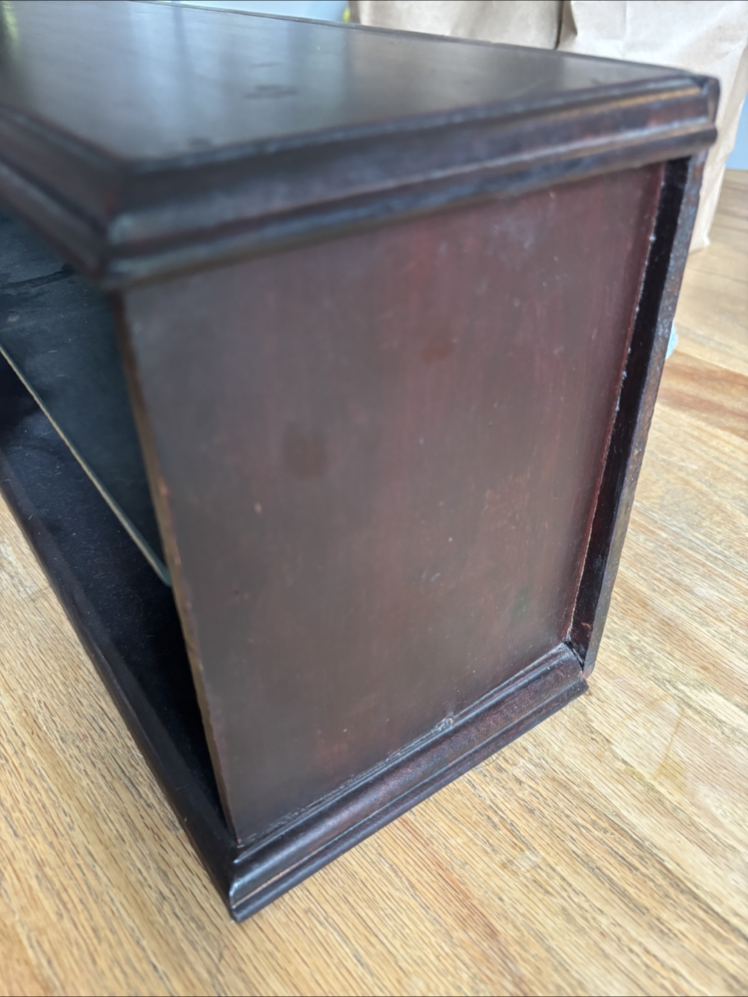 Dark Brown Wood Shelf with Glass Insert - photo 5